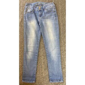 Wallflower Juniors Size 3 Blue Mid-Rise Skinny Jeans Cotton Stretch Denim Vtg